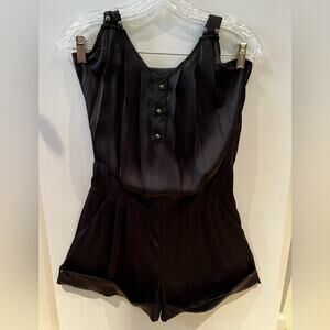 NEW ANTHRO x Greylin Bevello Black Tuxedo Halter Back Side Zip Romper Short Sz S